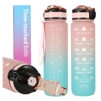 1l-es vizes palack kulacs rózsaszín és kék kép