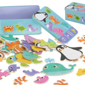 24 darabos puzzle készlet fémdobozban (tengeri állatok) kép