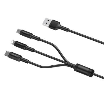 3 az 1-ben USB töltőkábel/USB C/Micro USB/Lightning kép