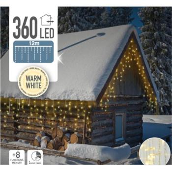 360 LED-es fényfüggöny kültéri/beltéri, időzítővel, Melegfehér  kép