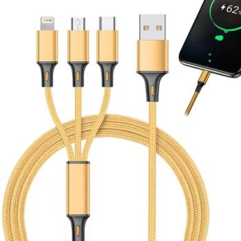 3az1-ben USB kábel, 1,2m arany kép