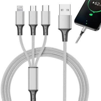 3az1-ben USB kábel, 1,2m ezüst kép