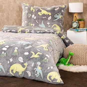 4Home Dino  világító mikroflanel ágyneműhuzat , 140 x 200 cm, 70 x 90 cm kép