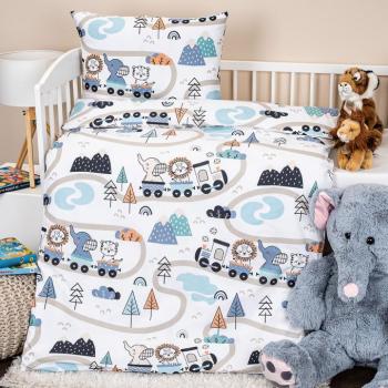 4Home Happy train pamut ágyneműhuzat kiságyba, 100 x 135 cm, 40 x 60 cm kép