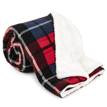 4Home Kocka piros gyapjú hatású pléd, 150 x 200 cm kép