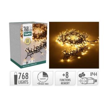 768 LED-es fényfüzér kültéri/beltéri extra sűrű, időzítővel - Extra meleg fehér kép