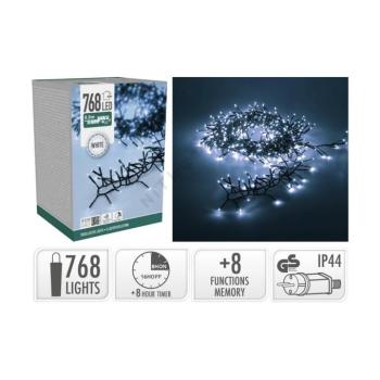 768 LED-es fényfüzér kültéri/beltéri extra sűrű, időzítővel- Hidegfehér kép