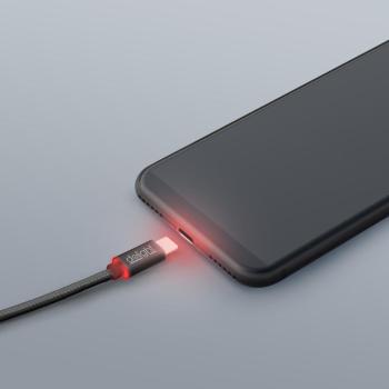 Adatkábel - USB Type-C LED fénnyel fekete - 1 m kép