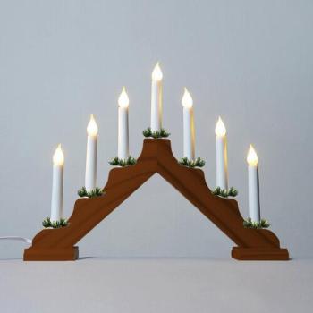 Adventi gyertyatartó húzott izzóval LED Filament, tölgy kép