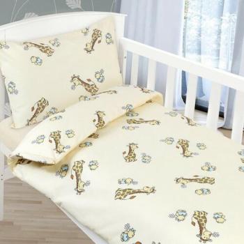 Agáta - Zsiráf gyermek pamut ágynemű, bézs, 90 x 135 cm, 45 x 60 cm kép