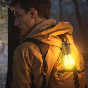 Akasztható szolár lámpa - villanykörte alakú - USB-C - 100 lumen - 400 mAh kép