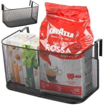 Akasztókonzolos fémrácsos gyűjtőkosár, fekete kép