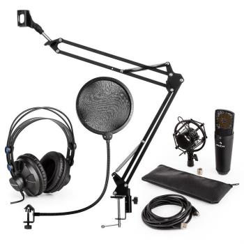 Auna auna MIC-920B USB mikrofon szett V4 fejhallgató, mikrofon, pop filter, mikrofon kar kép