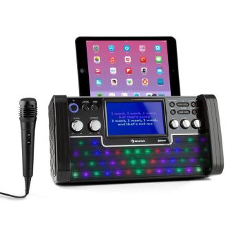 Auna DiscoFever bluetooth karaoke rendszer, LED 7'' TFT kijelző, CD, USB, fekete kép