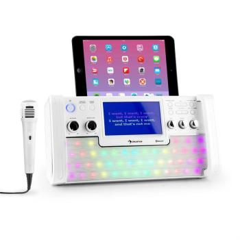 Auna DiscoFever, fehér, bluetooth karaoke rendszer, LED, 7" TFT kijelző, CD, USB kép
