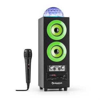 Auna DiscoStar Green, hordozható 2.1 bluetooth hangfal, USB, akkumulátor, LED, mikrofon kép