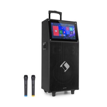 Auna KTV, karaoke rendszer, 15,4" érintésvezérelt kijelző, 2 UHF mikrofon, WiFi, BT, USB, SD, HDMI, kocsi kép