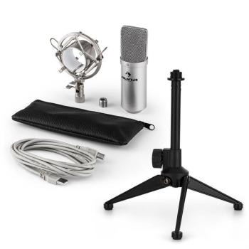 Auna MIC-900S V1 USB mikrofon szett, ezüst kondenzátor mikrofon | asztali állvány kép