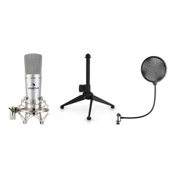 Auna MIC-920, USB V1 mikrofon szett, kondenzátoros mikrofon, állvány, pop filter, vese iránykarakterisztika kép