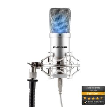 Auna Pro MIC-900S-LED, ezüstszínű, USB kondenzátoros stúdió mikrofon, vese k., LED kép