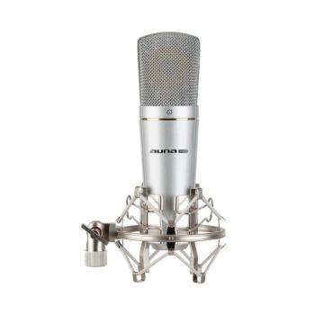 Auna Pro MIC-920 USB, kondenzátor mikrofon, USB, fejhallgató kimenet, plug & play, ezüstszínű kép