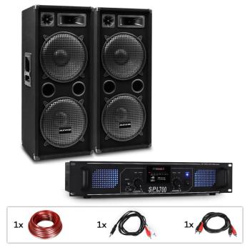 Auna Pro PW-2222 MKII, PA készlet, erősítő, 2 passzív 12" hangszóró, 500 W RMS/1000 W max., 3-sávos kép