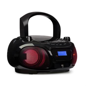 Auna Roadie DAB, CD lejátszó, DAB/DAB+, FM, LED diszkó fényeffektus, bluetooth, fekete kép