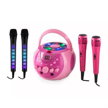 Auna SingSing karaoke rendszer, rózsaszín + Dazzl mikrofon szett, LED megvilágítás kép