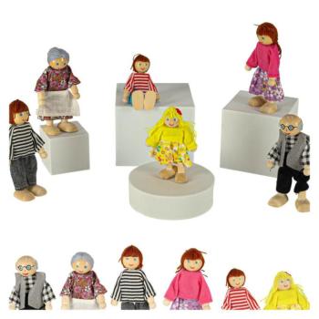 Bábuk a babaházhoz - Fa babacsalád 6 db kép