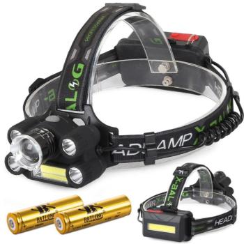 Bailong fejlámpa 5x LED + COB kép