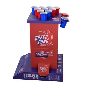 BeerCup Bounce, speedpong játékoszlop, kompakt doboz, 6 kék és piros pohár, mellékelve 2 labdácska kép