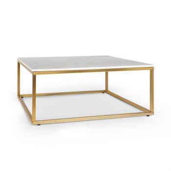 Besoa White Pearl II, dohányzóasztal, 81,5 x 35 x 81,5 cm (SZ x M x M), márvány, arany/fehér kép