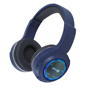 Bluetooth vezeték nélküli fejhallgató, RGB világítással, rádió funkcióval - Cékla kép