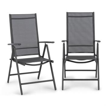 Blumfeldt Almeria garden chair, összecsukható szék, 2 darabos szett, 56,5 x 107 x 68 cm, comfortmesh, antracit kép