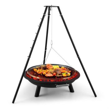 Blumfeldt Arco Trino, forgó grill, tűzrakótál, barbecue, háromlábú állvány, rozsdamentes acél kép