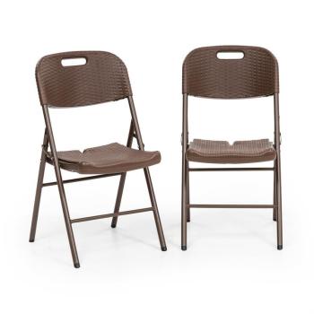 Blumfeldt Burgos seat, összecsukható szék, 2 darabos szett, hdpe, acél, rattan kialakítás, barna kép