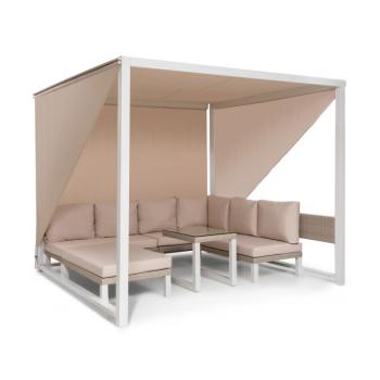 Blumfeldt Havana, pavilon & Lounge-Set, 270x230x270cm, 4 duplaülés, fehér kép