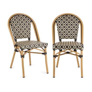 Blumfeldt Montbazin BL, bisztró szék, egymásra rakhatók, alumínium keret, polyrattan, fekete-krémszínű kép
