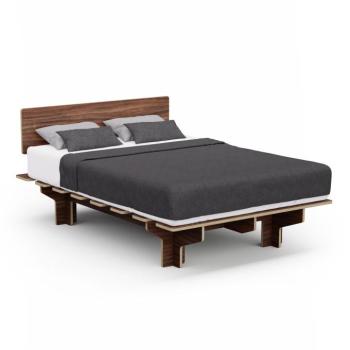 Blumfeldt NordicAura Double kétszemélyes ágykeret, 140 cm x 200 cm, robusztus, szerszámmentes, eukaliptuszfa, polc kép