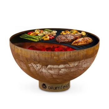 Blumfeldt Savage, tűzrakóhely grillel, Ø 60,5 cm, acél, védőfedél, rozsdás hatás kép