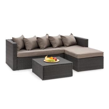 Blumfeldt Theia Lounge Set, kerti ülőgarnitúra, sarok kanapé, asztal, 5 párna, fekete kép