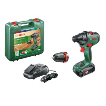 Bosch AdvancedDrill 18 Akkus fúrócsavarozó + Tokmányadapter (1x2,5Ah) kofferben (06039B5005) kép