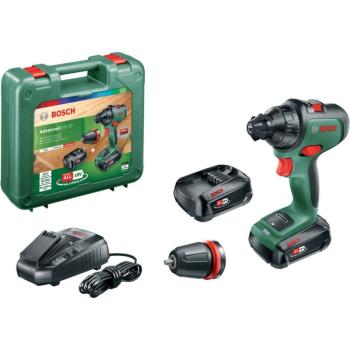 Bosch AdvancedDrill 18 Akkus fúrócsavarozó + Tokmányadapter (2x2,5Ah) kofferben (06039B5006) kép