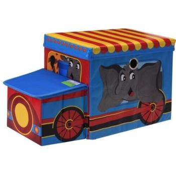 Circus bus gyermek tárolódoboz és ülőke, kék, 55 x 26 x 31 cm kép