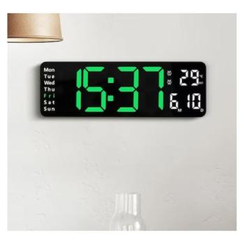 Digitális fali ébresztőóra, naptár, hőmérő funkcióval - Piros kép