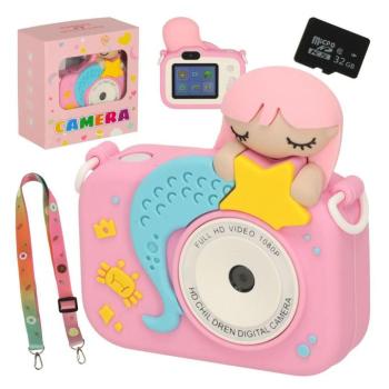 Digitális fényképezőgép gyerekeknek 32GB – Rózsaszín sellő kép