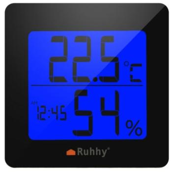 Digitális LCD kijelzős páratartalom- és hőmérő ébresztőórával kép