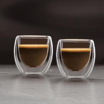 Duplafalú üveg csésze - 80 ml - 2 db / doboz kép