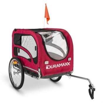 DURAMAXX King Rex, kutya bicikli utánfutó, 250 l, 40 kg, acélcsövek, piros kép