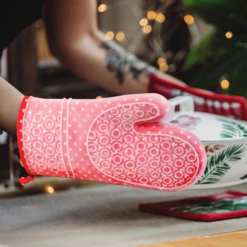 Edényfogó kesztyű szilikon borítással - 29,5 x 18,5 cm - piros kép